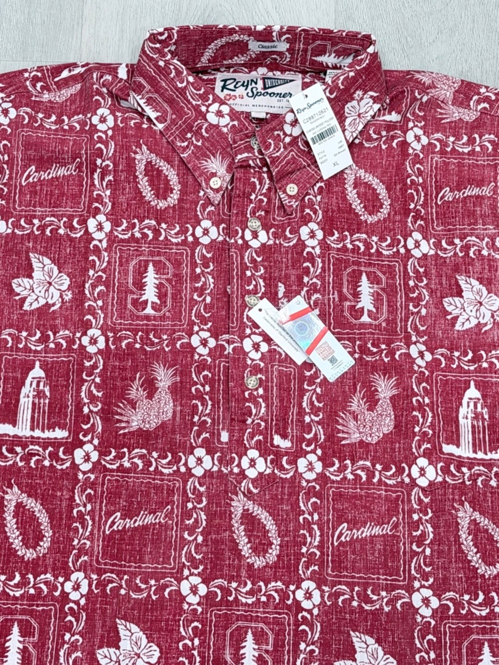 Reyn Spooner Hawaiian Shirt Stanford Cardinal Classic Aloha Pullover Men’s XL